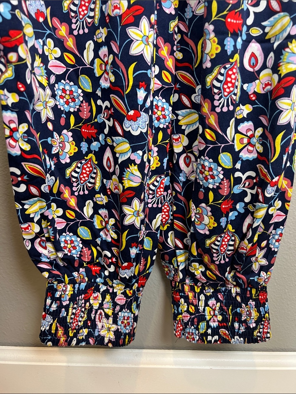 Boden Cecelia Navy Blue Floral Jumper Romper with Red Tassels 6 - Picture 5 of 15